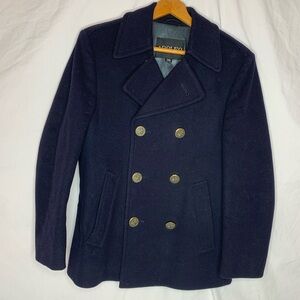 Adolfo men’s pea coat size36 metal buttons shoulder epaulets